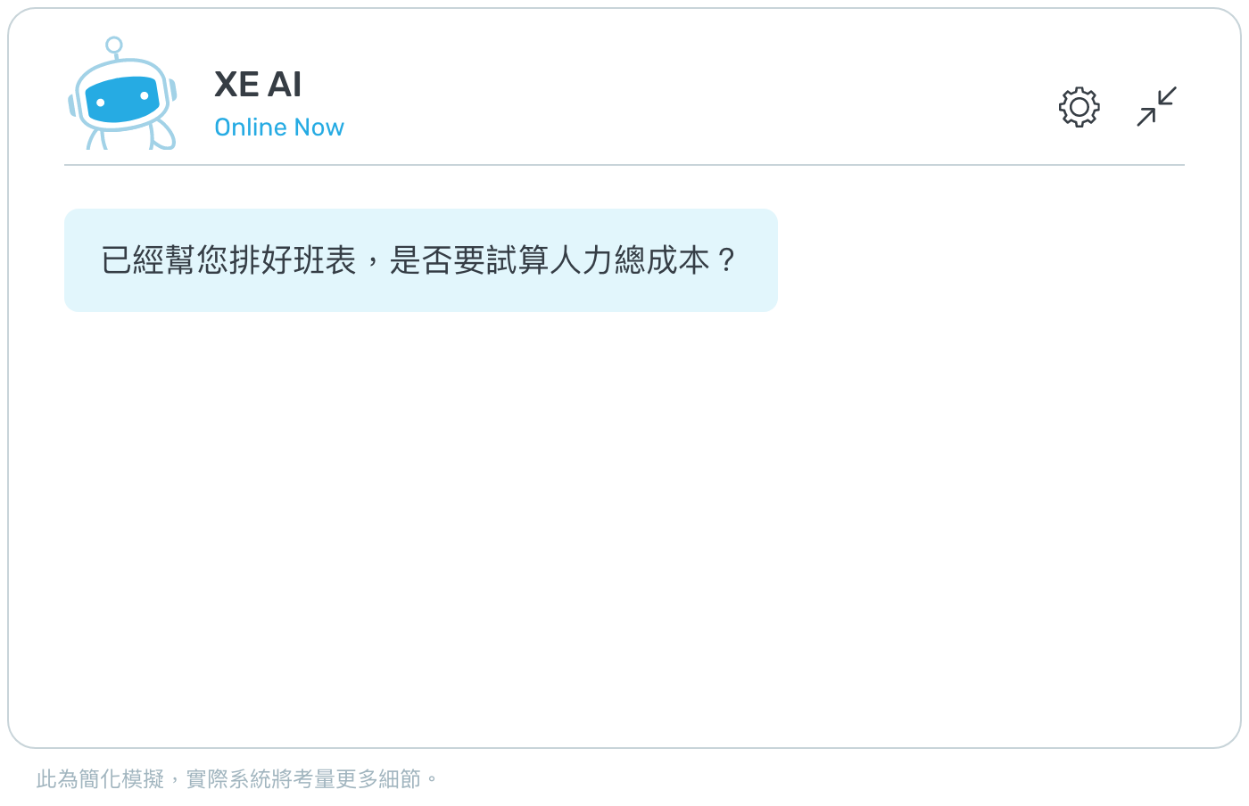 人力成本模擬示意圖