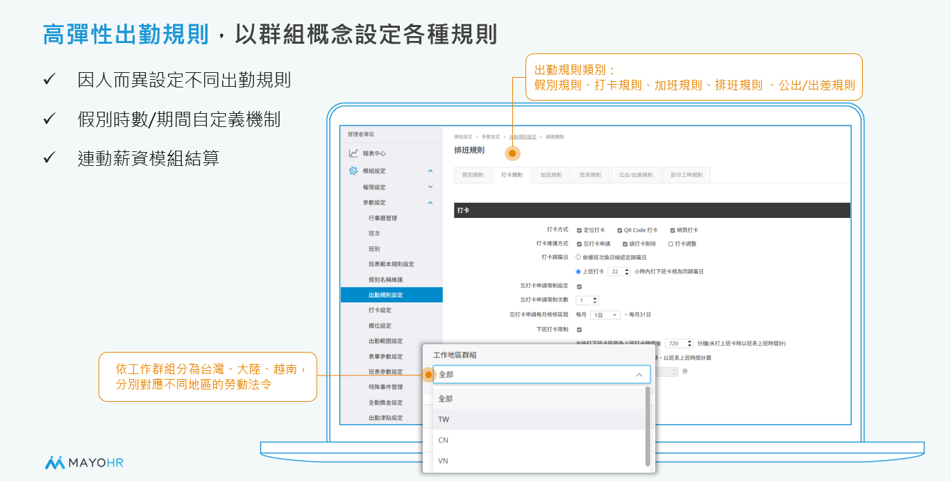 Apollo人資系統高彈性出勤規則