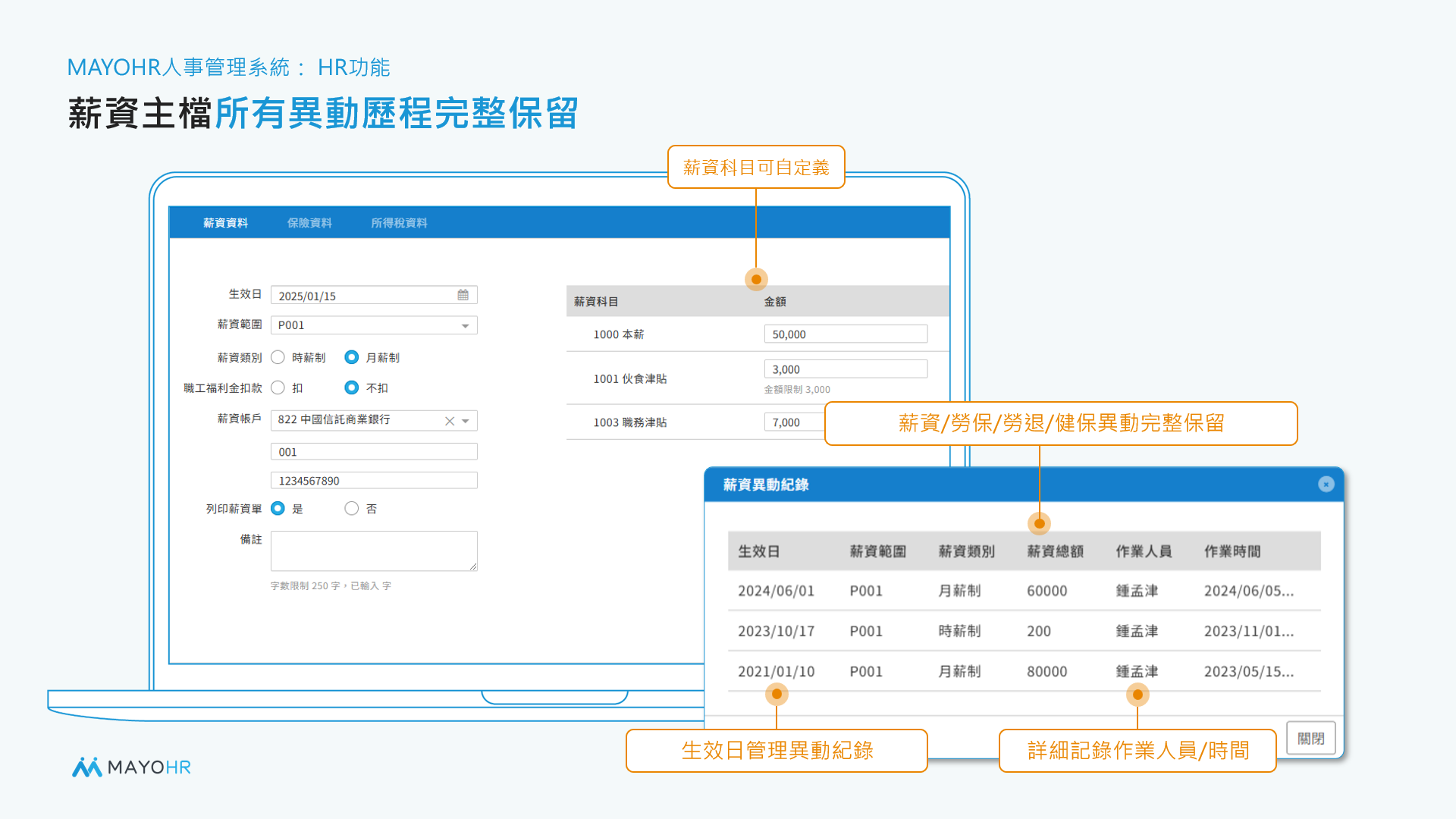 Apollo人資系統紀錄所有薪資歷程異動