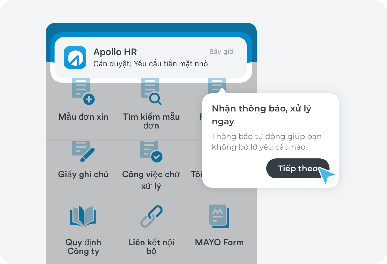 Nhận thông báo chờ ký duyệt