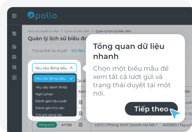 Vào trang quản lý dữ liệu