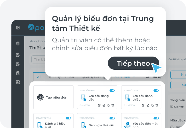 Vào trung tâm thiết kế biểu đơn
