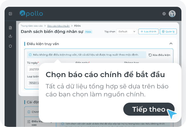 Chọn báo cáo chính