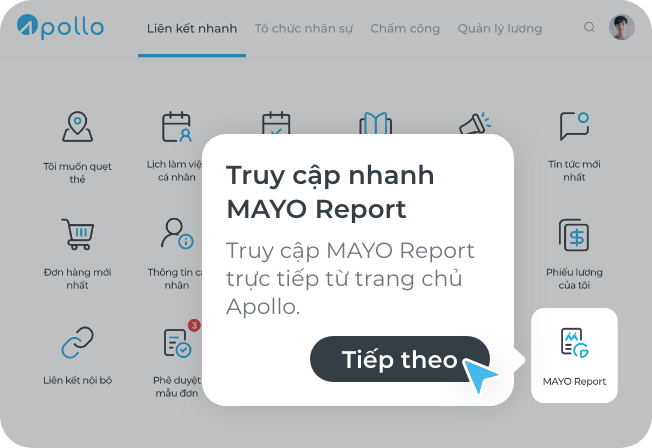 Vào trang danh sách báo cáo tiêu chuẩn