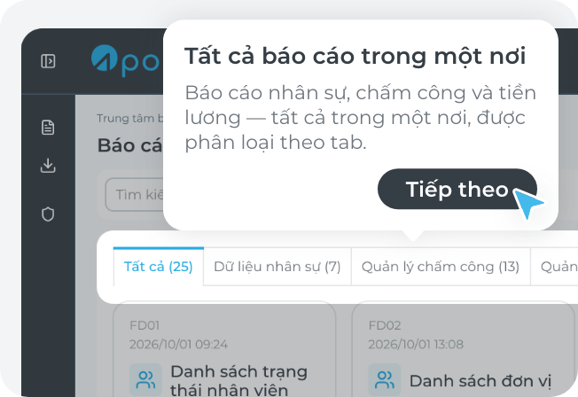 Vào trang danh sách báo cáo tiêu chuẩn